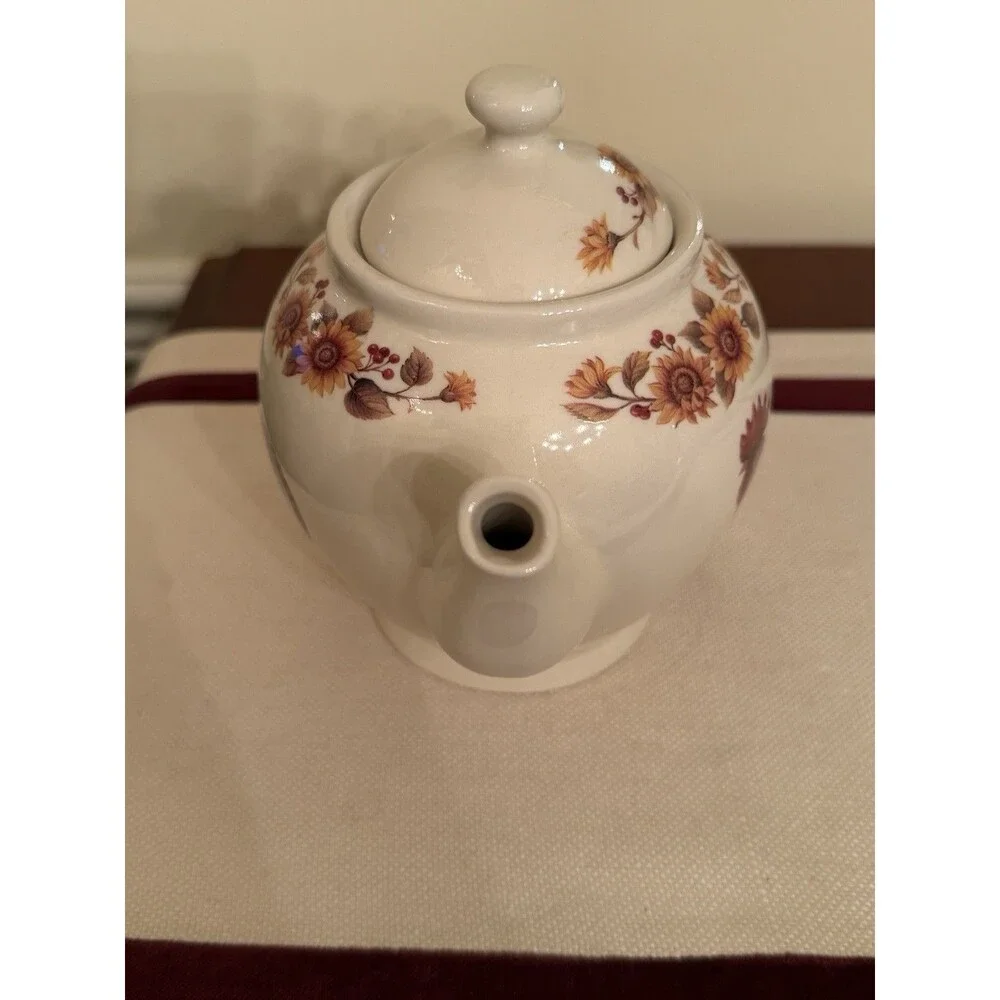Vintage Martha Vaughn Lily Creek Teapot Hand-painted Rooster Sunflower Motif.